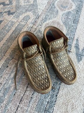 Twisted X Women's Gold Tan Diamond-Pattern Chukka Boots